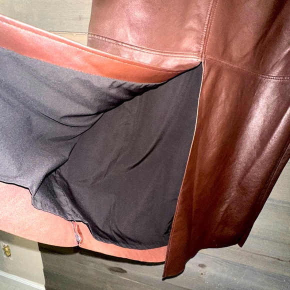 Veda Chocolate Brown Leather Skirt. - Picture 8 of 11